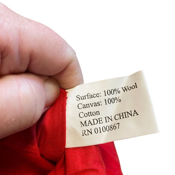 Santa Claus Christmas stocking Wool needlepoint velvet backed teddy bear holiday - Picture 6 of 7